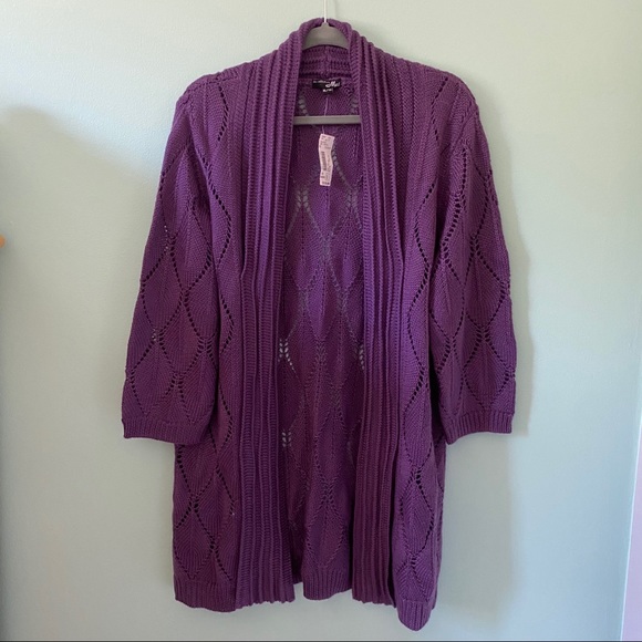 Deep Purple Wool Mix Knit Cardigan - Picture 1 of 7